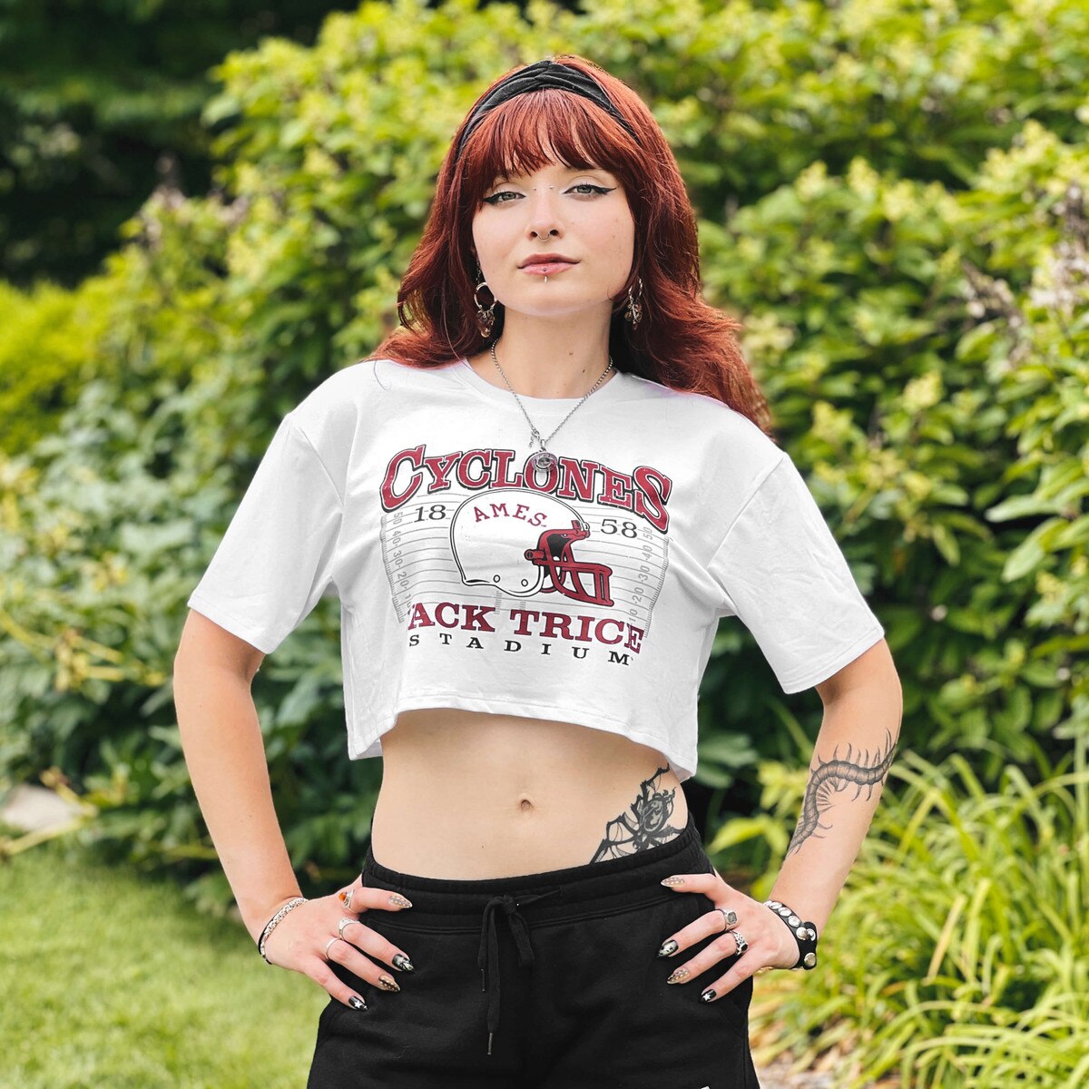 Zoozatz Women's Ames Helmet White Boxy Crop Short Sleeve T-Shirt
